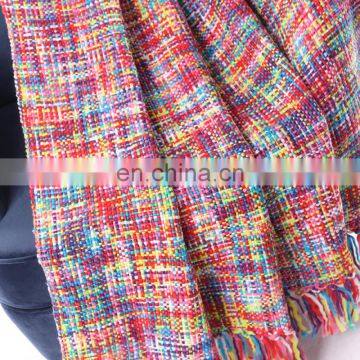 China Cheap Price Tropical Style Multi-Color Rainbow Throw Blanket 63" X 49" photo-3