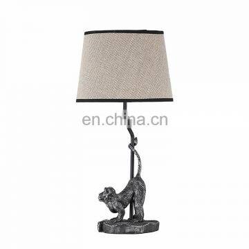 New bulk cheap resin desk lamp silver monkey design modern hotel table lamp for living room