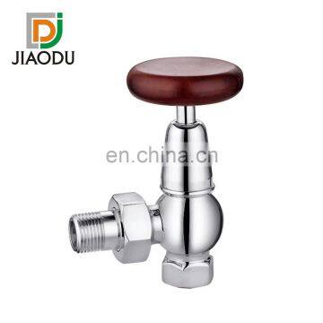 227-J 1/2" 15mm Brass Thermostatic Wooden Retro Radiator Valve for Underfloor Heating System photo-3