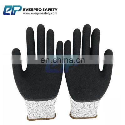 HPPE Liner Nitrile Sandy Dipped TPR Coated Cut Resistant Impact Resistant Gloves for Oilfield photo-2