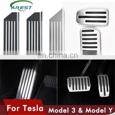 Carest Model3 Car Foot Pedal Pads Covers For Tesla Model 3 Y Accessories Aluminum Alloy Accelerator Brake Rest Pedal Model Three