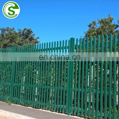 Spraying green anti climb d type palisade fence for warehouse