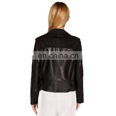 Women Lambskin Blazar Coat Genuine Leather Motorcycle Biker Jacket photo-4