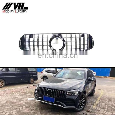 ABS Silver Front Bumper Racing Grill With Camera Hole For Mercedes Benz GLC Class GT 2020