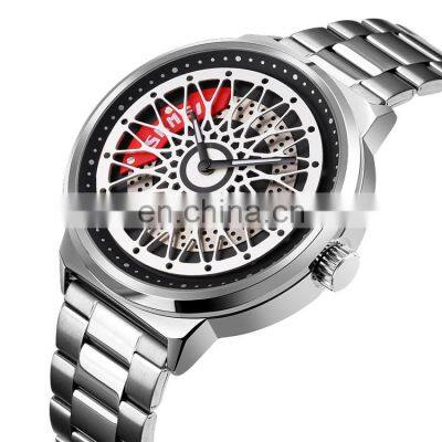 SKMEI Wheel Rim Hub Watches Men Custom Design Sport Car Rim Hub Stainless Steel Waterproof Creative Relogio Masculino