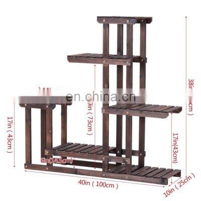 Wood Multi Tiers Shelves Flower Rack Plant Stand photo-3