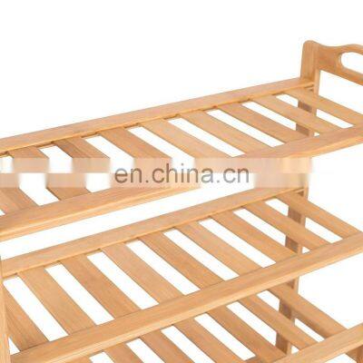 HOME Free Standing Bamboo Shoe Rack With Handles | 6 Tier | Wood | Closets and Entryway | Organizer | Fits 18 Pairs photo-4