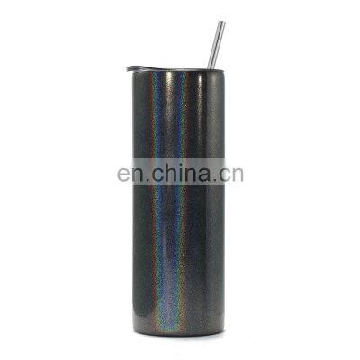 glitter personalized stainless steel insulated vacuum straight sublimation tumbler with customized color