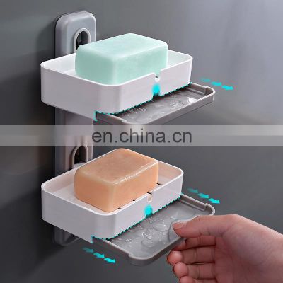 Luxury box for home made soap case wall adhesive no drill kitchen bathroom soap holder with drainer plastic custom soap box