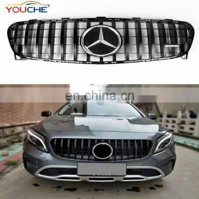 Black ABS GT R style front bumper grille mesh grill for Mercedes Benz GLA class X156 facelift 2017+