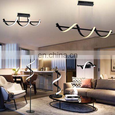 HUAYI New Design Modern Natural Black Shell Standing Lamp Living Room Office Led Standing Floor Lamp