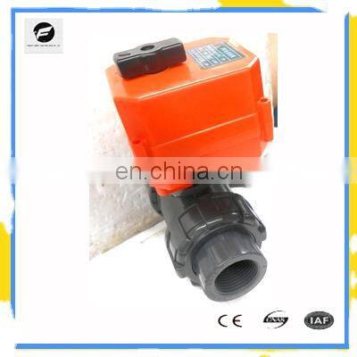 CTF001 12V 24V 220V Electric Actuator 2 Way SS304 Plastic Motorized Pvc Ball Valve DN40 DN50