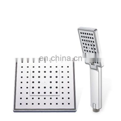 Multifunctional 3 color High Quality Chrome 8 Inches ABS plastic square Bathroom Top Rain Overhead Shower Hand Shower Sets