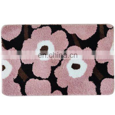 2022 newest nordic design floral printed bath mat bathroom rug