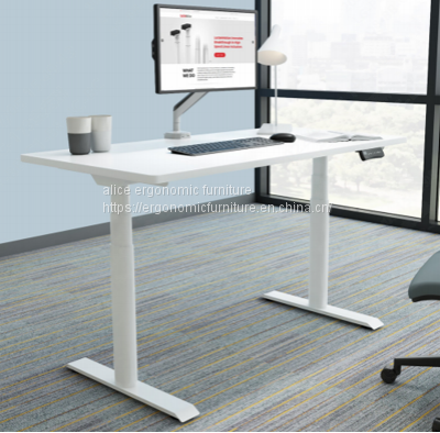 Dual Motor Electric Height Adjustable Desk Sit Stand Desk Oval Column Design