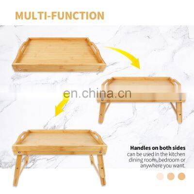 Bamboo Bed Tray For Eating Breakfast Trays For Bed Serving Trays With Handles Food photo-3