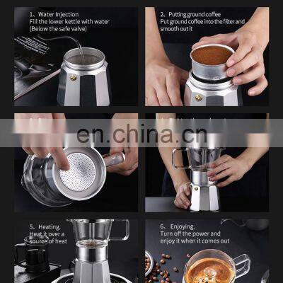 Heat Resistant Double-filtered Silver French Press Coffee Moka Espresso Coffee Pot Maker Coffee Maker photo-4