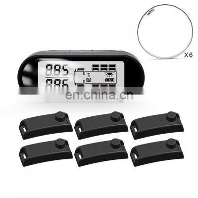 Tpms Sensor Tire Pressure Monitoring System With 6pcs Sensors Solar Power Lcd Color Screen Truck Tyre Pressure Range 0-14 Bar