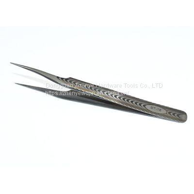Stainless Steel Tweezers, Anti-static Jewelry Welding Clip, Non-magnetic Straight Tip Plus Hard Electronic Tweezers ST-18 Textured