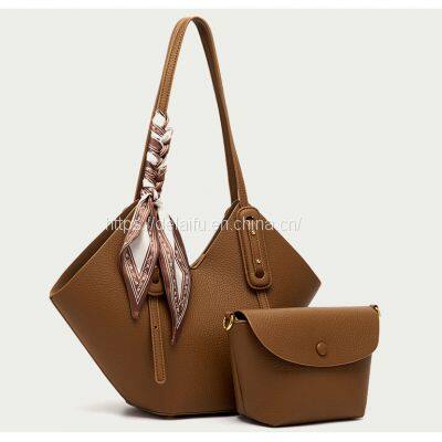 Female Lychee Pattern Senior Sense Large Capacity One-shoulder Tote Bag Two-piece Set photo-4