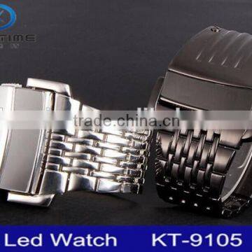 Men Luxury Stainless Steel Band Mens Blue LED Digital Sport Quartz Wrist Watch photo-6