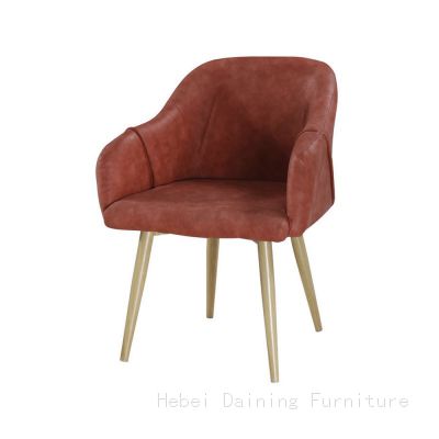 Leather Armchair Thermal Transfer Wood Grain Legs DC-U43