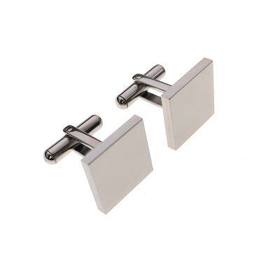 Stainless Steel Quadrate Cufflinks Waterproof Jewelry for Men With Customizable Name Logo photo-3