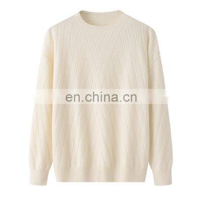 Wholesale 100% Cashmere Pullover for Women Long Sleeve Striped Knitted Sweater with O-Neck Casual Winter Style