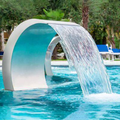 Pool & Garden Cascade Waterfall Brushed Finishing 304 Stainless Steel Fountain Outdoor Spray Water Curtain for Decoration