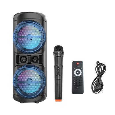 ZQS12201 super power 80W 12-inch*2  bass sound wireless customized party speaker with colorful lights