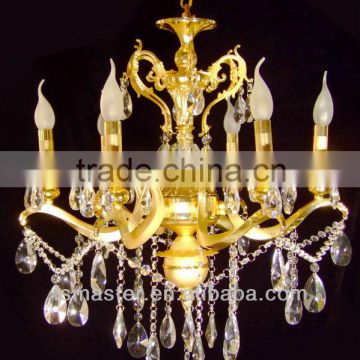 hot sale 2013 5 star hotel gold color crystal Modern Pendant Lights with 6Lights Chrome Finished