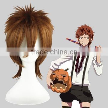 High Quality 35cm Short Straight Katekyo Hitman Reborn wig Sawada Tsunayoshi Brown wig Synthetic Anime Wig Cosplay Hair Wigs