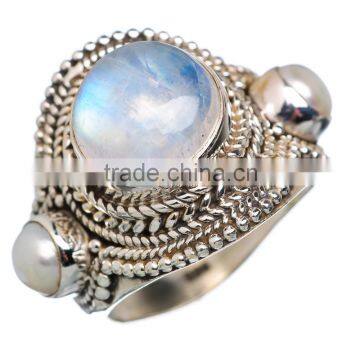 RAINBOW MOON STONE 925 STERLING SILVER RING ,925 STERLING SILVER JEWELRY WHOLE SALE,JEWELRY EXPORTER