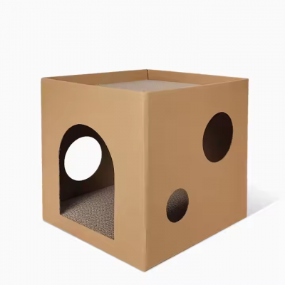 Custom Logo Cardboard Cat Corrugated Paper House Cat House and Scratcher Cat Scratching Board Kitten Paper Cattery photo-2