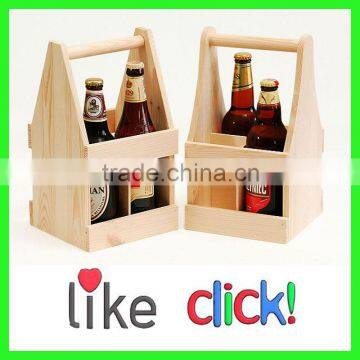 4 Pack Wooden Beer Bottle Carrier, 6 bottles Wooden Beer Caddy, Wood Beer Crates