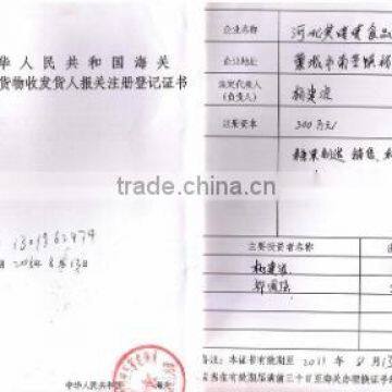 CUSTOMS REGISTRATION CERTIFICATE