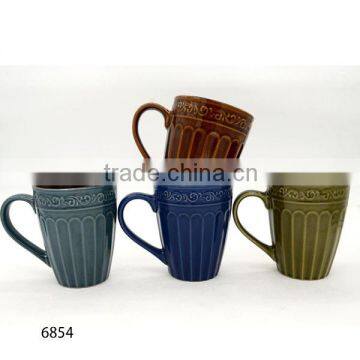 12OZ Embossed logo ceramic mugs manufacturer