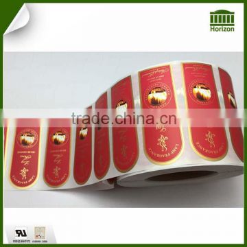 Gold Stamping Synthetic Paper Red Lamp Fragrance Stickers with Matt Lamination