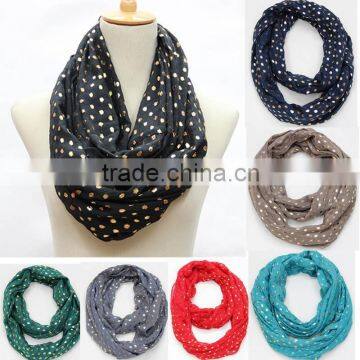 Fashion Women Hijab Shawl Polka Dot Gold Stamping Polyeter Viscose Scarf