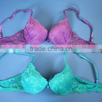 2016 hot selling new design lady's fashion solid push up bra lace sexy bra