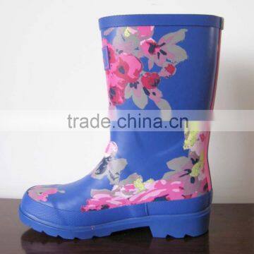 blue flowers kid rain boot