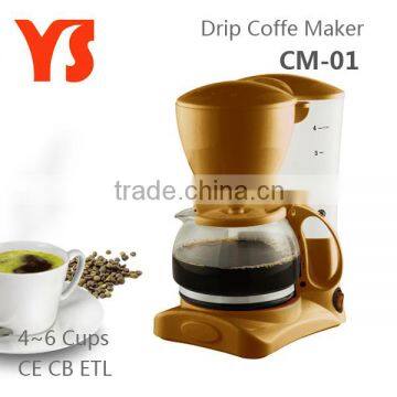 600ml 4-6 cup brown coffee maker with CB.CE.GS. UL. ETL. certificate