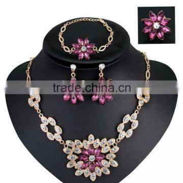 Women Bridal Wedding Jewelry Sets Charm Crystal Flower Pendant Jewelry Sets Shininy Bijoux Femme 2016 photo-2