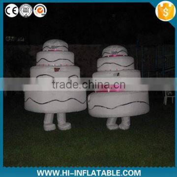 Funny inflatable birthday cake costume,inflatable moving cartoon for birthday celebration