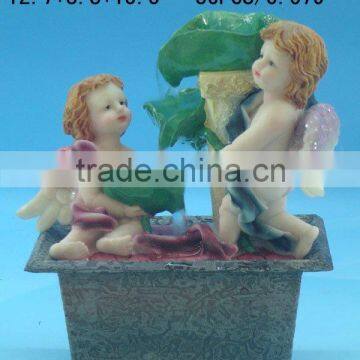 Polyresin cherubs with fountain (battery operated)