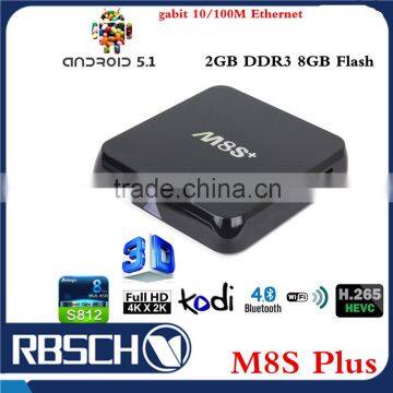 M8S Plus Android 5.1 TV BOX Amlogic S812 Chippest 2GB/8GB Flash Quad core Android TV BOX