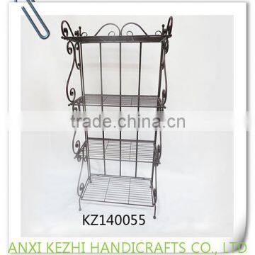 KZ140008 4 Tiers Wrought Iron Indoor Home Supermarket Shelf Metal Vegetable Rack photo-2