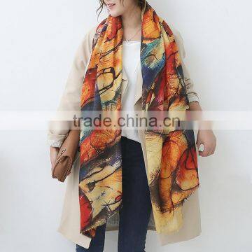 2016 Autumn and winter new style Graffiti imitation cashmere scarf fashion women soft printing all-match shawl