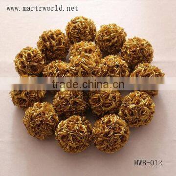 20cm dia wholesale artificial gold flower ball for wedding decoration rose flower wedding flower party decoration(MWB-012)