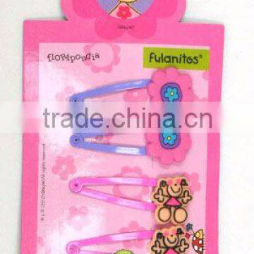 4PCS KIDS HAIR CLIP SNAP CLIP WITH RUBBER CHARM